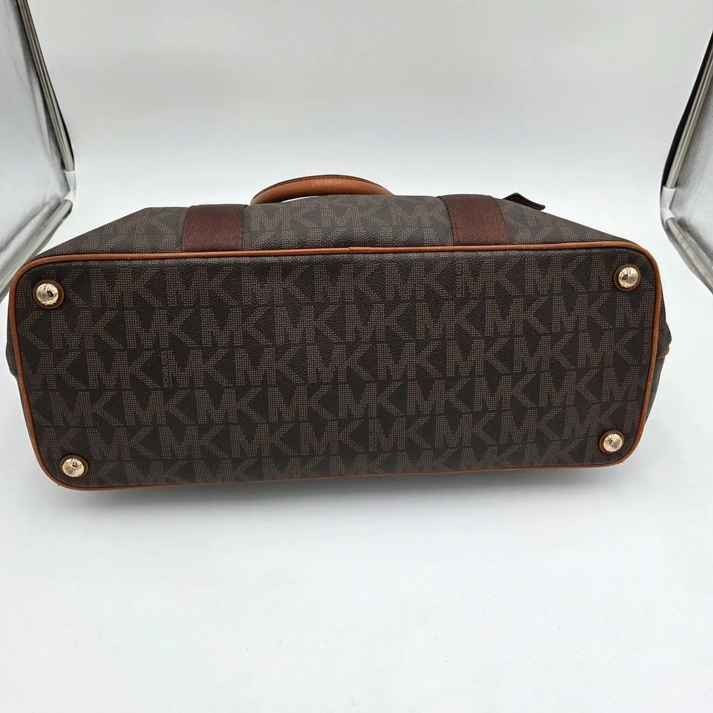 Michael Kors Signature‎ MK Travel Shoulder Bag XL Tote Dark Brown Carry On
